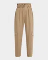 Brunello Cucinelli Cotton Couture Gabardine Tapered-leg Ankle Jogger Pants With Belt