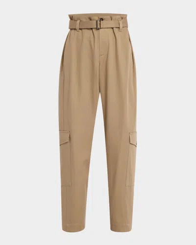 Brunello Cucinelli Cotton Couture Gabardine Tapered-leg Ankle Jogger Pants With Belt