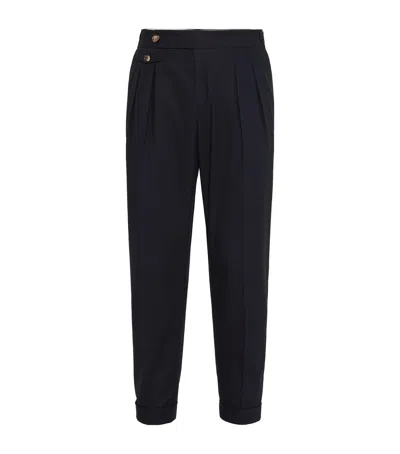 Brunello Cucinelli Cotton Crepe Batavia Leisure Trousers In Blue