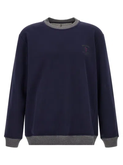 Brunello Cucinelli Cotton Crew Neck Sweatshirt In Blue