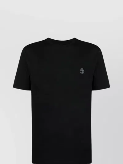 BRUNELLO CUCINELLI COTTON CREW NECK T-SHIRT WITH LOGO PRINT