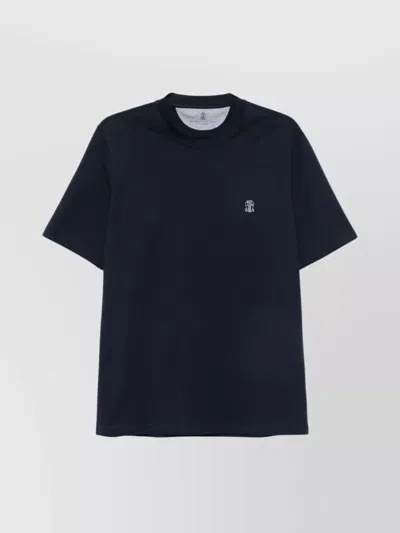BRUNELLO CUCINELLI COTTON CREW NECK T-SHIRT WITH SHORT SLITS