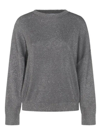 Brunello Cucinelli Cotton Crewneck Sweater In Gray