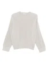 Brunello Cucinelli Ribbed Knit Crewneck Cotton Sweater In Neutral