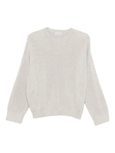 Brunello Cucinelli Cotton Crewneck Sweater In Neutral