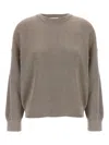 Brunello Cucinelli Ribbed Crewneck Cotton Sweater With Dropped Shoulders In Green