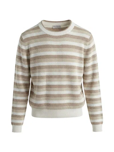 Brunello Cucinelli Cotton Crewneck Sweater In Brown