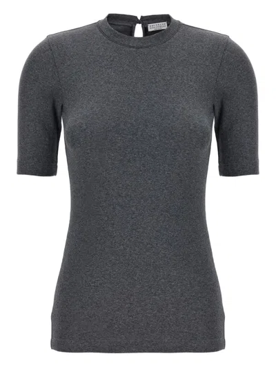Brunello Cucinelli Cotton Crewneck Sweater In Gray