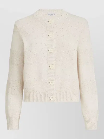 Brunello Cucinelli Cotton Crewneck Sweater Long Sleeves Design In Pattern