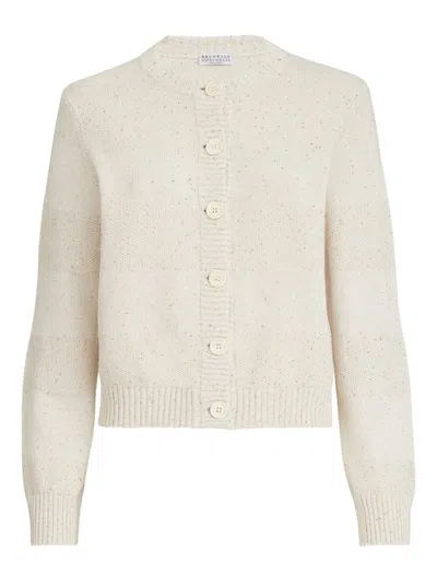 Brunello Cucinelli Cotton Crewneck Sweater In White