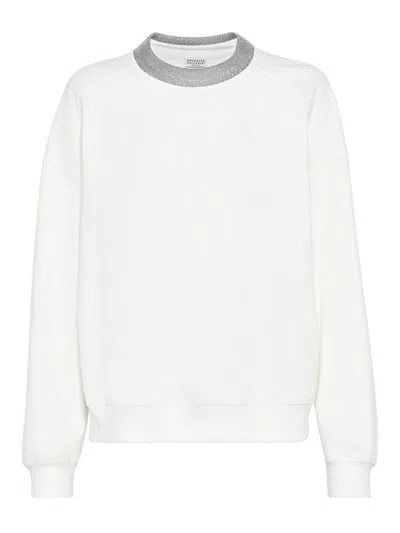 Brunello Cucinelli Cotton Crew Neck Sweatshirt In White