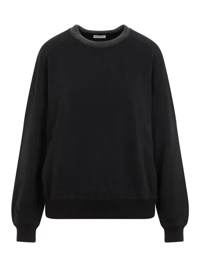 BRUNELLO CUCINELLI SUÉTER CUELLO REDONDO - NEGRO