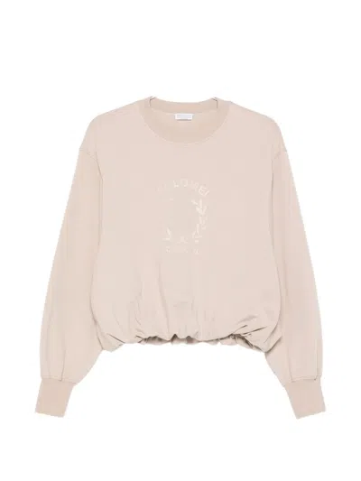Brunello Cucinelli Cotton Crewneck Sweatshirt In Neutral