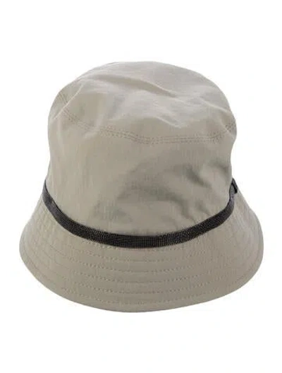 Pre-owned Brunello Cucinelli Cotton Crystal Embellished Bucket Hat In Neutrals