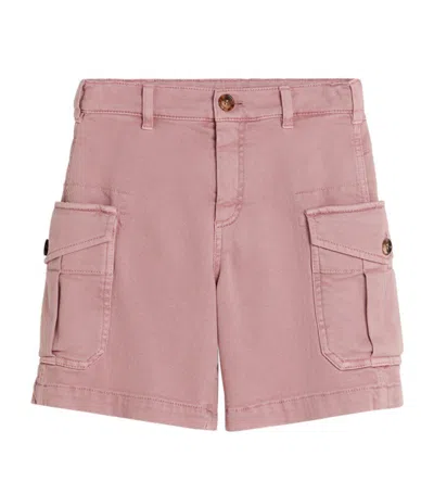 Brunello Cucinelli Kids' Cotton Denim Bermuda Shorts (4-12 Years) In Pink