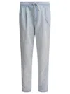 Brunello Cucinelli Men Cotton Denim Pants And Linen In Blue