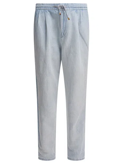 BRUNELLO CUCINELLI BRUNELLO CUCINELLI COTTON DENIM PANTS AND LINEN