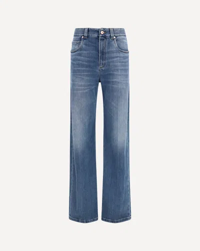 Brunello Cucinelli Pantalone Contemporary Loose In Denim Di Cotone Comfort In Blue