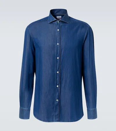 Brunello Cucinelli Cotton Denim Shirt In Blue