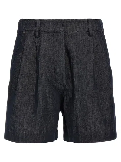 Brunello Cucinelli Cotton Denim Shorts With Monile Detailing In Black