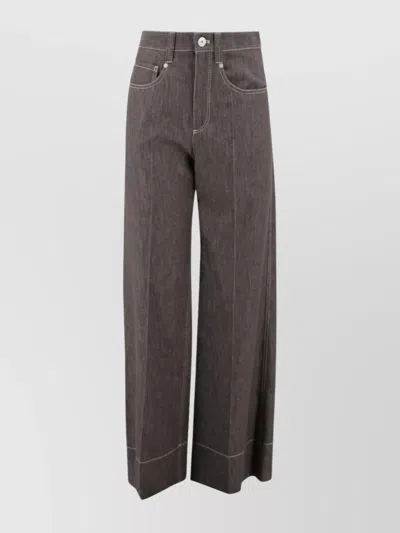 Brunello Cucinelli Cotton Denim Trousers With Back Pockets In Gray