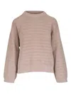 Brunello Cucinelli Diamond Cotton Crew Neck Sweater In Pink