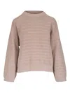 Brunello Cucinelli Diamond Cotton Crew Neck Sweater In Sand