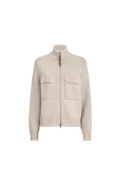 Brunello Cucinelli Cotton Diamond Yarn Outerwear Jacket In Neutral