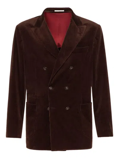 Brunello Cucinelli Cotton Double-breasted Jacket In Brown