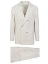 Brunello Cucinelli Ribbed Pattern Double-breasted Suit In White