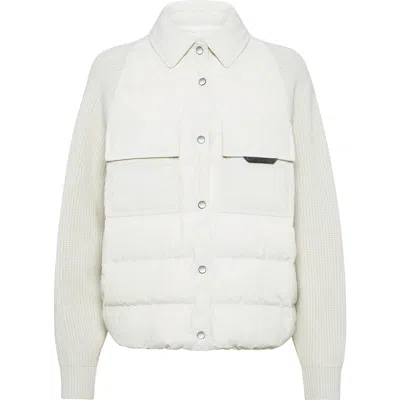 Brunello Cucinelli Cotton Down Jacket In Neutral