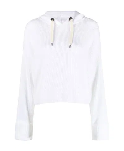 Brunello Cucinelli Cotton Drawstring Hoodie In White