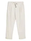 Brunello Cucinelli Cotton Drawstring Trousers In White