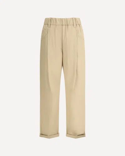 BRUNELLO CUCINELLI COTTON ELASTICATED PANTS