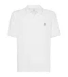 Brunello Cucinelli Logo-embroidered Cotton Polo Shirt In White
