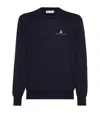 Brunello Cucinelli Lightweight Sweater With Embroidery In Blue