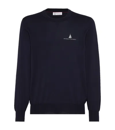 BRUNELLO CUCINELLI COTTON EMBROIDERED SWEATER