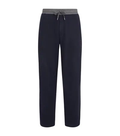 Brunello Cucinelli Cotton Embroidered Sweatpants In Blue