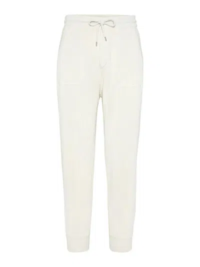 Brunello Cucinelli Cotton English Rib Knit Pants In White