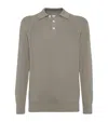 Brunello Cucinelli Cotton English-rib Polo Sweater In Brown