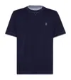 Brunello Cucinelli Short-sleeved Crew Neck T-shirt With Contrasting Stitching In Blue