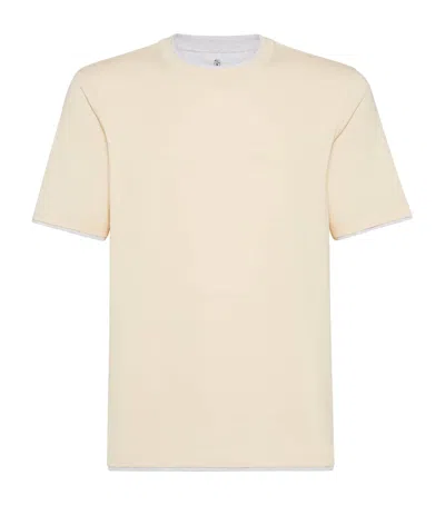 Brunello Cucinelli Cotton Faux-layered T-shirt In Neutrals