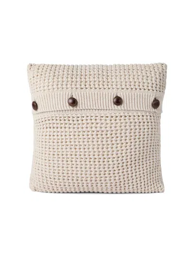 Brunello Cucinelli Cotton Feather Yarn Net Knit Cushion In Brown