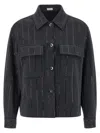 Brunello Cucinelli Knitwear With Chest Pockets And Collared Neck In Black