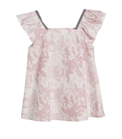 BRUNELLO CUCINELLI COTTON FLORAL BLOUSE