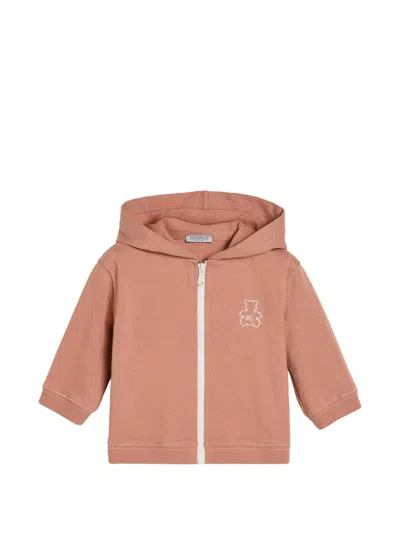 Brunello Cucinelli Cotton French-terry Baby Bernie Hooded Sweashirt With Zipper In Pink