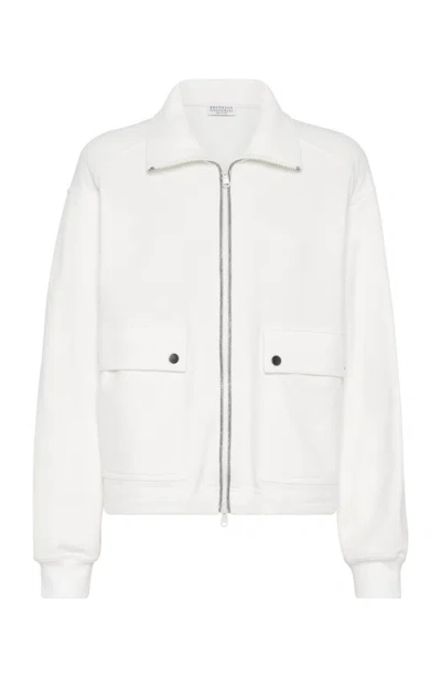 Brunello Cucinelli Monili Bead-embellished Sweatshirt In Off White