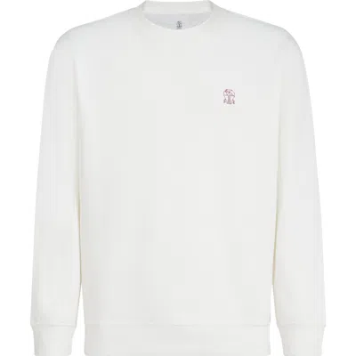 Brunello Cucinelli Cotton French Terry Sweatshirt In White