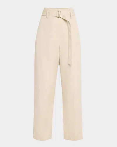 Brunello Cucinelli Cotton Gabardine Belted Straight-leg Ankle Utilitly Pants In C015 Beige