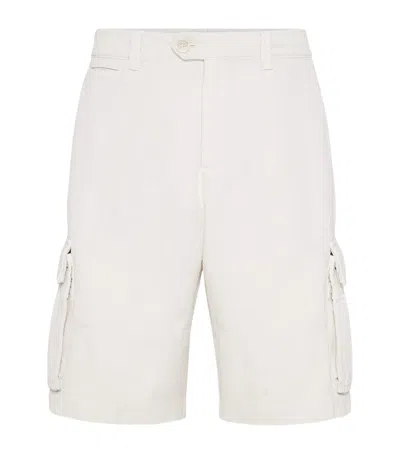 Brunello Cucinelli Cotton Gabardine Bermuda Shorts In White